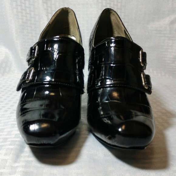 GUESS by Marciano Black Stiletto Buckle Heels - Picture 2 of 7